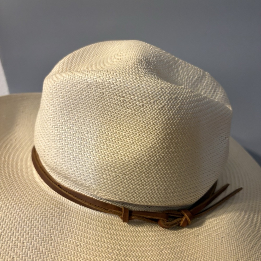 NEW Wyeth Straw Hat Lindsey Leather Hat Band Adjustable Band ($148 Retail) - Picture 4 of 11